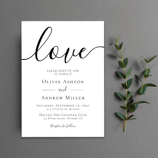 Invitation Love Script Mariage moderne