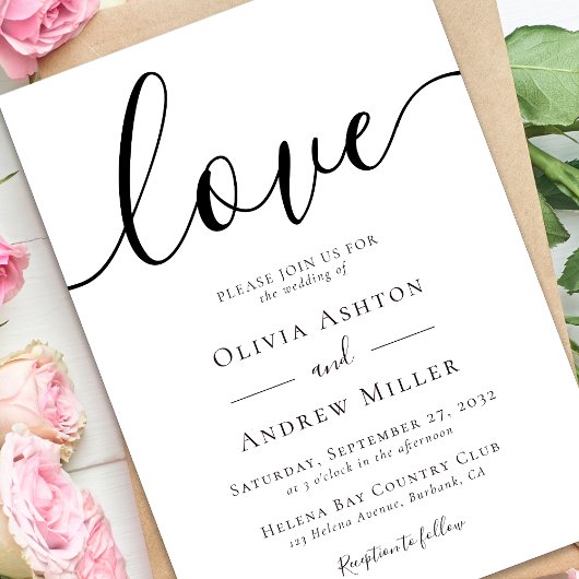 Invitation Love Script Mariage moderne