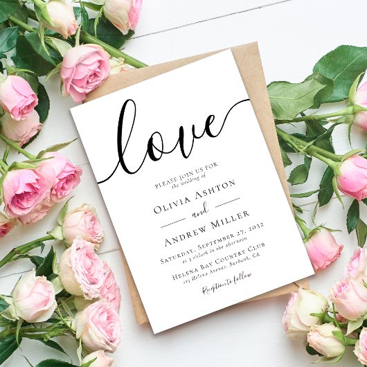 Invitation Love Script Mariage moderne