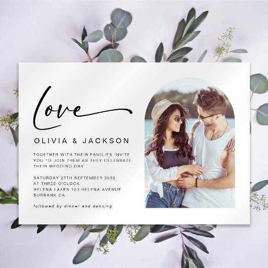 Invitation Love Script Modern Arch Mariage photo