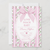 Invitation Love Shack Baby Pink Bow Coquette Baby shower (Devant)