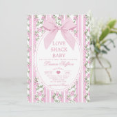 Invitation Love Shack Baby Pink Bow Coquette Baby shower (Debout devant)