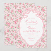 Invitation Love Shack Bow Isn't She Onederful 1st Birthday (Devant / Derrière)