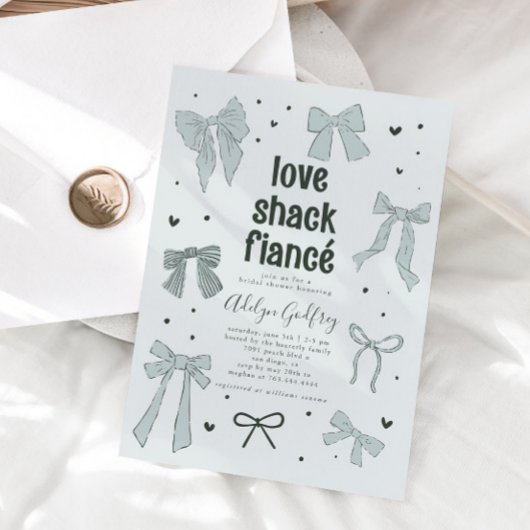Invitation Love Shack Fiance Blue Bow Fête des mariées