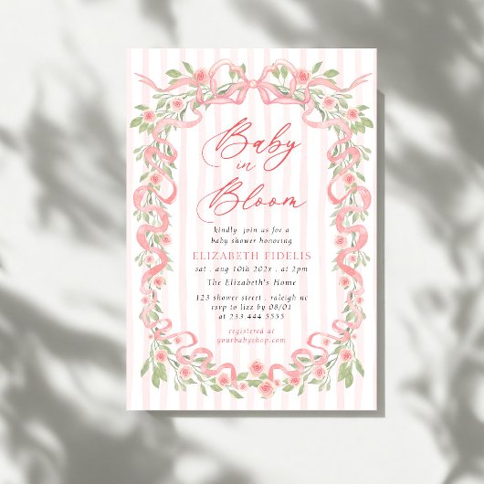 Invitation Love Shack Fiance Pink Bow Floral Bridal Shower