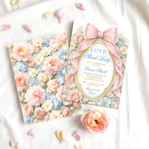Invitation Love Shack Fleurs Rose Ruban Fille Baby Shower