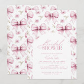 Invitation Love Shack Pink Bow Coquette Fête des mariées (Devant / Derrière)