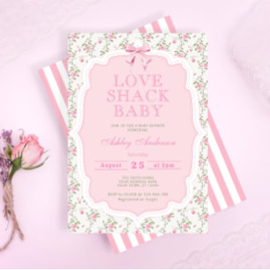 Invitation Love Shack Rose Floral Élégant Baby shower