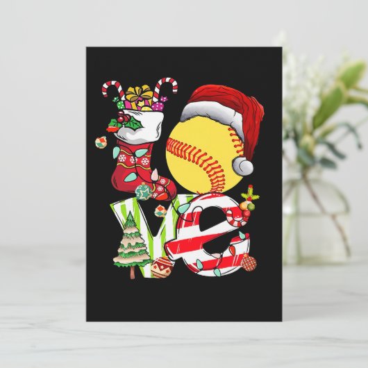 Invitation Love Softball Noël Père Noël Ado Filles Femmes (Debout devant)