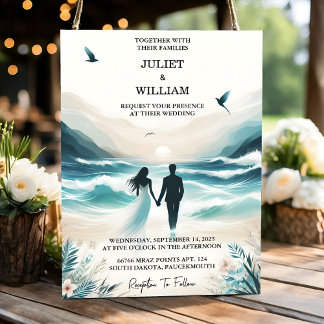 Invitation Love Spring Summer Ocean Beach Destination Mariage