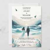 Invitation Love Spring Summer Ocean Beach Destination Mariage (Devant)