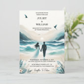 Invitation Love Spring Summer Ocean Beach Destination Mariage (Debout devant)