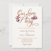 Invitation Love Story Romantic Fall Foliage Bourgogne Mariage (Devant)