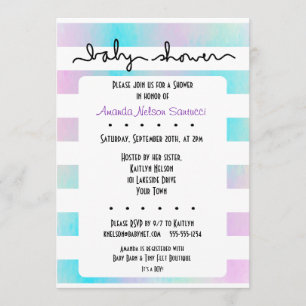 Invitation Love Stripes Baby shower garçon ou fille