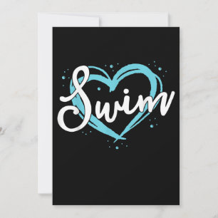 Invitation Love Swim Team Heart Lover Blue Swimmer