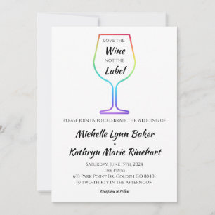 Invitation Love the Wine Not the Étiquette rainbow wine glass
