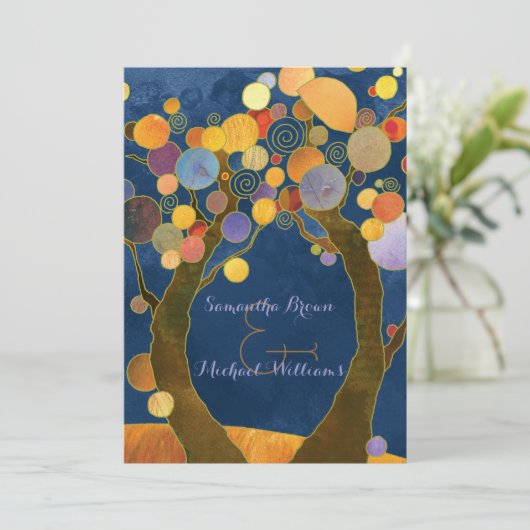 Invitation Love Trees Rustic Blue Forest Mariage (Debout devant)