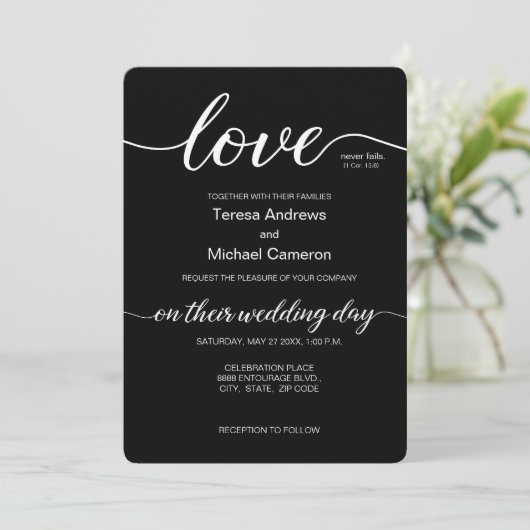 Invitation Love typographie Elégant script de mariage (Debout devant)