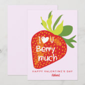 Invitation Love You Berry Beaucoup Red Strawberry Valentines  (Devant / Derrière)