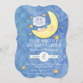 Invitation Love You to the Moon n back Baby shower aquarelle (Devant / Derrière)
