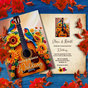 Invitation Lovebirds colorés Rustique Floral Mariage mexicain