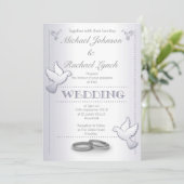 Invitation Lovebirds d'argent Vintage (Debout devant)