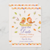 Invitation Lovebirds d'automne Enregistrer la date Annonce (Devant / Derrière)