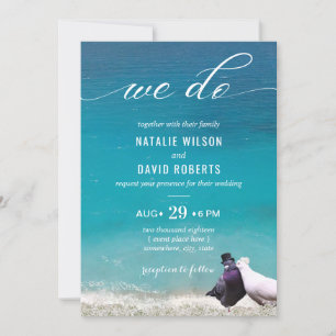 Invitation Lovebirds Nous faisons Typographie Plage Mariage
