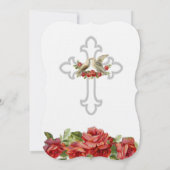 Invitation Lovebirds Red Roses Mariage chrétien (Dos)