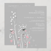 Invitation Lovebirds Revue hivernale de neige Dîner Invitatio (Devant / Derrière)