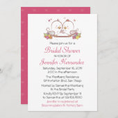 Invitation Lovebirds rose Fuchsia (Devant / Derrière)