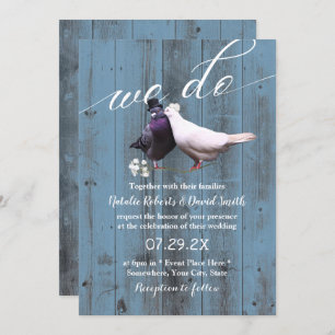 Invitation Lovebirds rustiques Nous faisons Dusty Blue Barn M