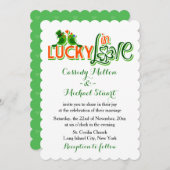Invitation Lovebirds Vert Et Mariage Shamrock Mariage (Devant / Derrière)