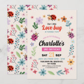 Invitation Lovebug Birthday Girls Boys Love Bug Ladybird Cute (Devant / Derrière)