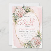 Invitation Lovely Blush Pink Greenery Bridal Shower Invites (Devant)