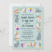 Invitation Lovely Bunnies Carrots Easter Brunch & Egg Hunt (Devant)