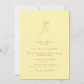 Invitation Lovely Couple Drawn Script Butter Yellow Wedding (Devant)