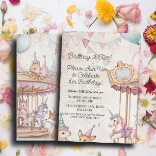 Invitation Lovely Journal Page w Animaux 2e fête d'anniversai