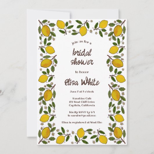 Invitation Lovely Lemons CUSTOM QR Code FÊTE DES MARIÉES (Devant)