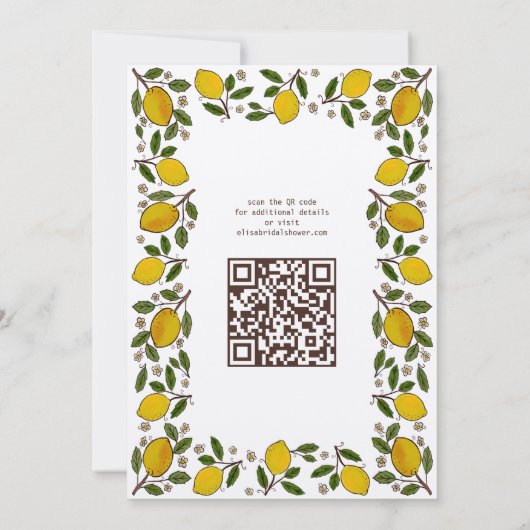 Invitation Lovely Lemons CUSTOM QR Code Kraft FÊTE DES MARIÉE (Dos)