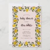 Invitation Lovely Lemons Rustic CUSTOM Code QR BABY SHOWER (Devant)