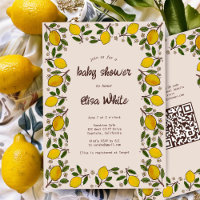 Lovely Lemons Rustic CUSTOM Code QR BABY SHOWER