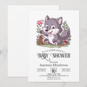 Invitation Lovely Little Wolf Baby shower (Devant / Derrière)