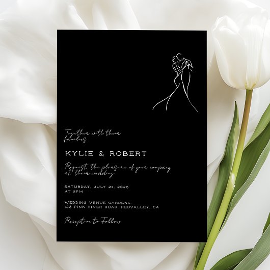 Invitation Lovely Modern Drawing Romantic Wedding