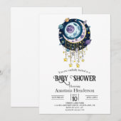 Invitation Lovely Mystical Stars Baby shower (Devant / Derrière)