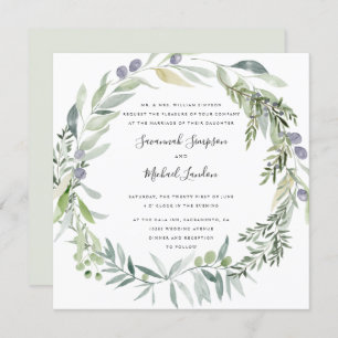 Invitation Lovely Olive et mariage officiel feuille