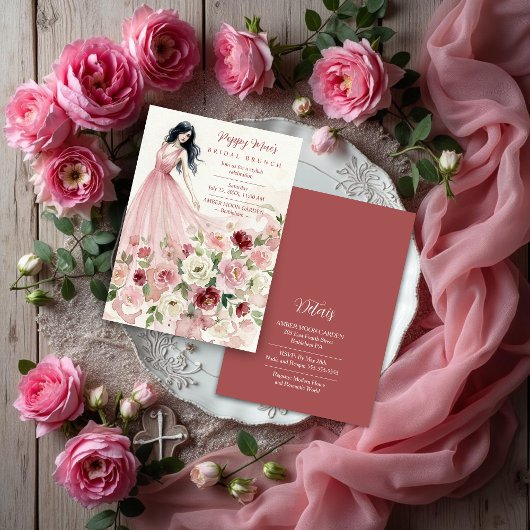 Invitation Lovely Pink Floral Model Bridal Shower