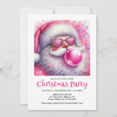 Invitation Lovely pink santa chewing gum watercolor invite (Devant)