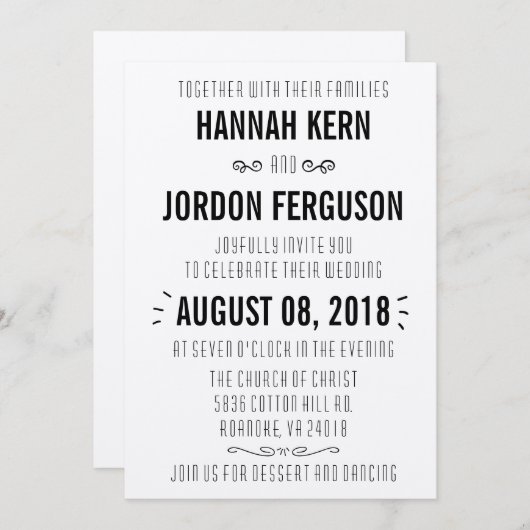 Invitation Lovely Rustic Kraft Mariage (Devant / Derrière)