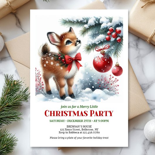 Invitation Lovely snowy forest Christmas kids invite digital